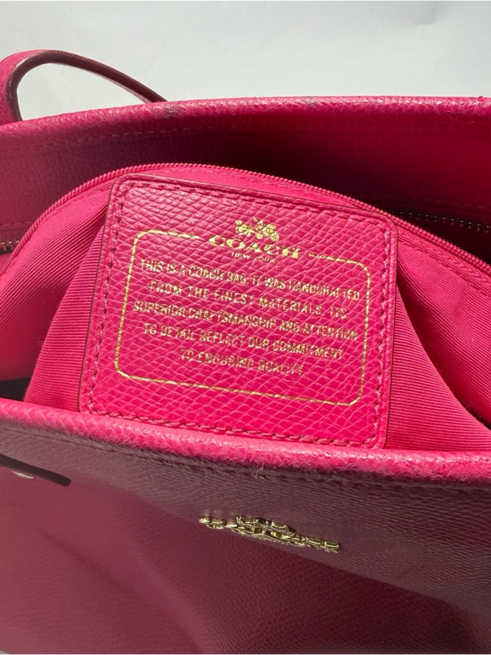 Coach Hot Pink Leather Tote with Gold Logo - Picture 8 of 15